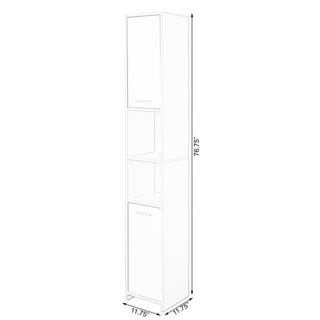 Basicwise Standing Bathroom Linen Tower Storage Cabinet, White QI003552.W